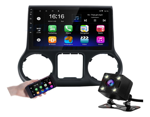 Estereo Android Carplay Jeep Wrangler 11-17 Wifi Gps Camara