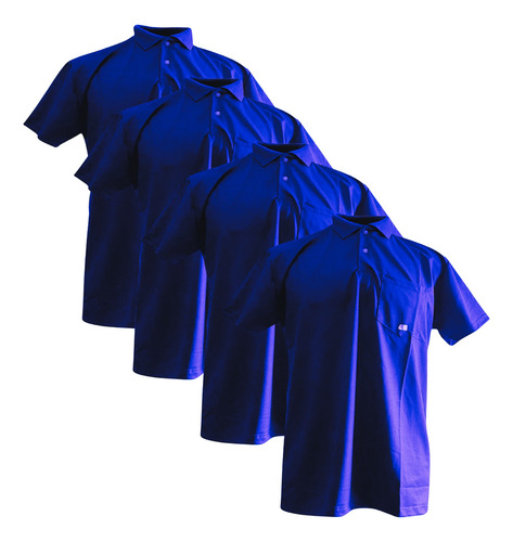 4 Camisas Polo Masculina Uniforme Trabalho Com Bolso Sublima