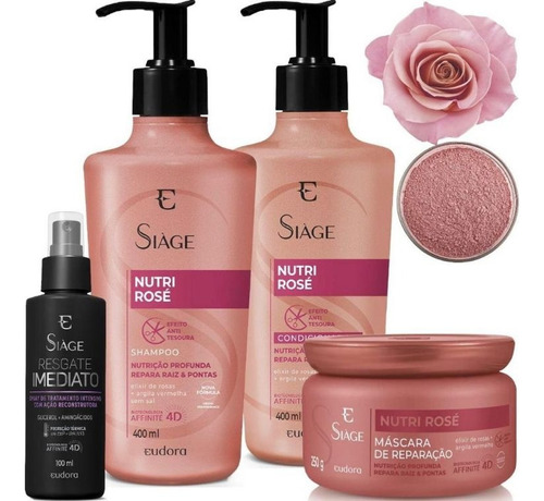 Kit Siàge Nutri Rose 400ml Com Mascara + Resgate Imediato