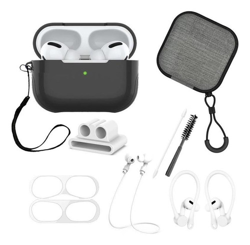 Funda Alto Brillo Y Kit Accesorios Para AirPods Pro 9 Piezas