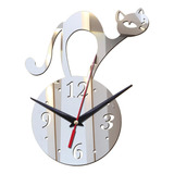 Relógios De Parede Decorativos Para Gatos Espelho Prata