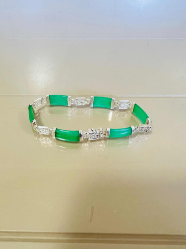 Pulseira / Bracelete Prata 925 Sterling E Gemas Jade