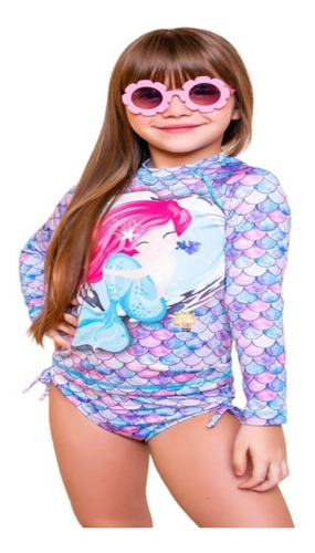 Roupa Infantil Criança Menina Piscina Férias Sereia Lilás Uv