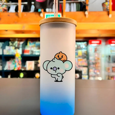 Vaso Vidrio De Shooky Y Koya Bt21 Color Azul | MercadoLibre