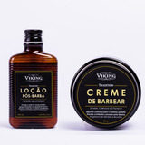 Kit Loção Pós-barba Leve Ardência + Creme Barbear - Viking