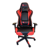 Silla Sillon Gamer Melon Butaca Gaming Mod91040 2 Almohadones Pc Reclinable Reforzada Estructura Metalica Color Negro Con Rojo