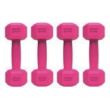 Pack X4 Mancuernas 2kg C/u Pesas Recubiertas Entrenamiento Color Rosa
