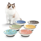 Cuencos De Ceramica Para Gatos  Serie Floral Colorido Juego