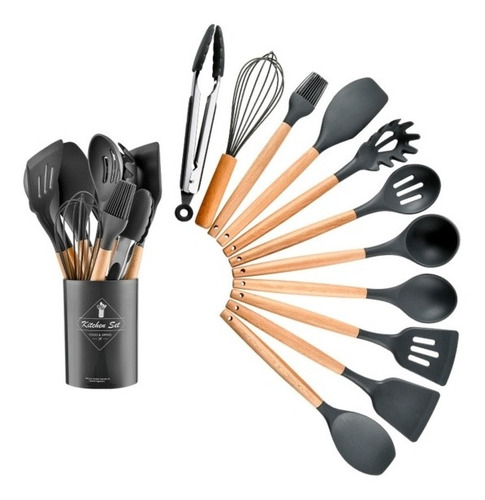 Set 12 Piezas Cocina Pinzas Cucharas Utensilios De Cocina 