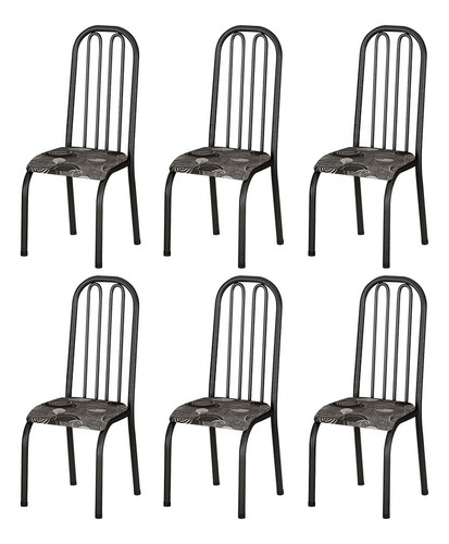 Jogo Conjunto De 6 Cadeiras Kit Cozinha Jantar Em Aço Metal