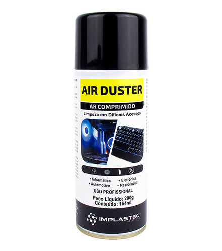 3x Ar Comprimido Aerosol Air Duster 200g / 164ml Implastec Aerossol Para Limpeza De Poeiras Em Equipamentos Eletronicos