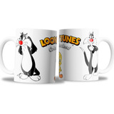 Taza De Ceramica-looney Tunes- Silvestre Y Piolin