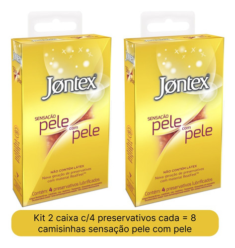 8 Preservativos Jontex Sensação Pele C/ Pele Sem Látex