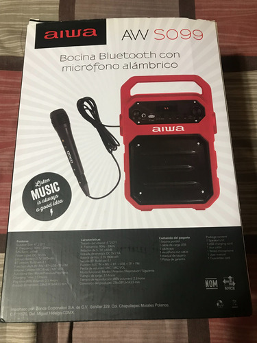 Bocina Portátil Aiwa Aws099 Bluetooth Con Micrófono