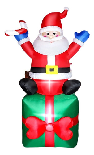 1.8m Santa Claus Inflable Sentado Caja De Regalo Decoracion