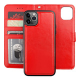 Funda Para iPhone 11 Pro Max, Rojo/tarjetero/correa/cuero