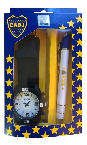 Reloj Superdeportivo Boca Juniors Y Boligrafo En Caja