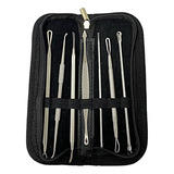 Extrator Cravos Espinhas Acne Kit Pinça Inox Com 7 Peças