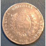 Uruguay Moneda Plata Muy Escasa 50 Centesimos 1916 Artigas