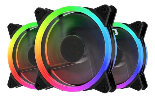 Kit 3 Coolers Led Rgb Com Controladora De Cores E Controle