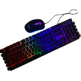 Kit Teclado E Mouse Usb E Led Colorido Exbom