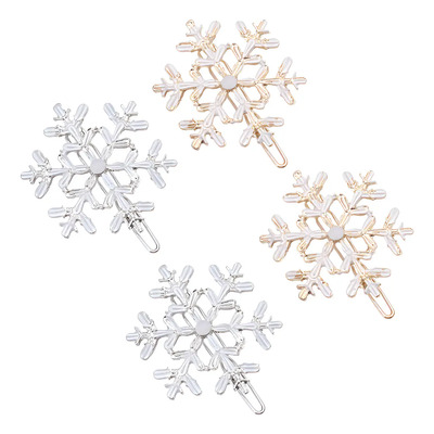 4 Pinzas Para El Pelo Navideñas Con Forma De Copo De Nieve,