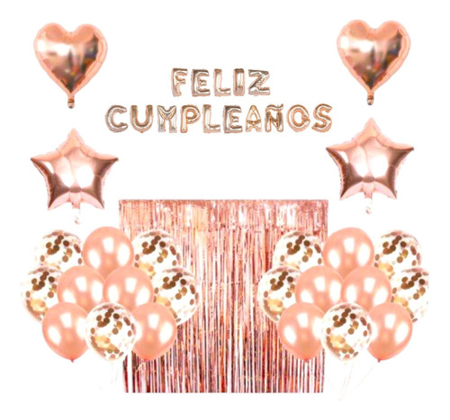 Set De Feliz Cumpleaños Cortina+globos Confetti Cotillón
