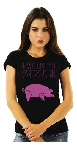 Polera Mujer Pink Floyd Pig Rock Impresión Directa