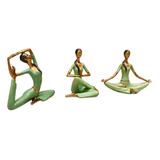 Set 3 X Figuras Yoga Resina 3 Posiciones Importada Oriente