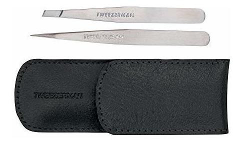 Juego De Pinzas Tweezerman Petite Con Estuche Negro Modelo N