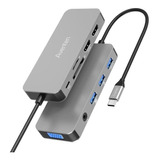 Adaptador Multipuerto Usb C Hub Vga, Usb 10 En 1 Y Hub Hdmi