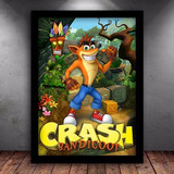 Quadro Decorativo Crash Bandicoot Nerd Gamer Moldura 43x33cm