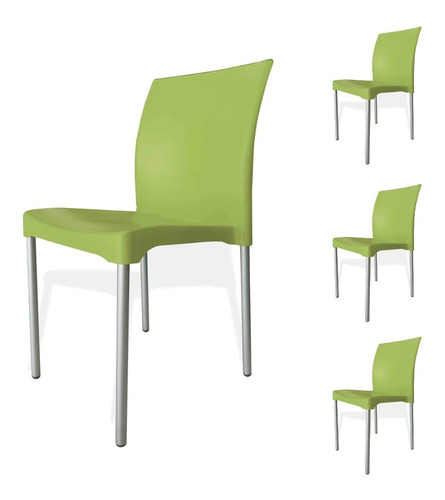 Silla De Comedor Nuuk Nuuk Pviv, Estructura Color Aluminio, 4 Unidades