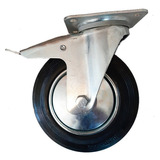 Rueda Carrito Giratoria Con Freno Goma Metal 100mm