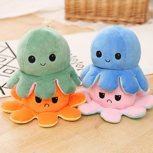 Peluche Pulpo Reversible 2 En 1 Emociones Calidad Premium