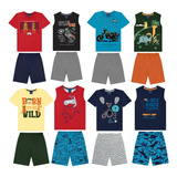 Kit 5 Conjunto Menino Roupa Infantil Shorts Moletom Atacado