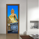 Vinilo Para Puerta Buda Deco Zen Dinastia Interior Vinil M6