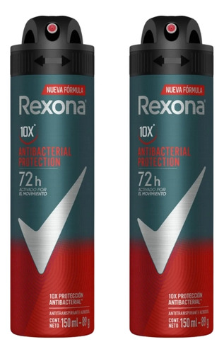 Desodorante Aero Rexona 150ml Masc Antibacteriano-kit C/2un