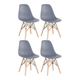 4  Cadeiras Charles Eames Wood Cozinha Dsw  Cinza Escuro Cor Da Estrutura Da Cadeira Cinza-escuro