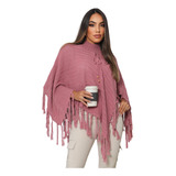 Blusa Poncho Kimono Tricot Inverno Trico Tamanho M