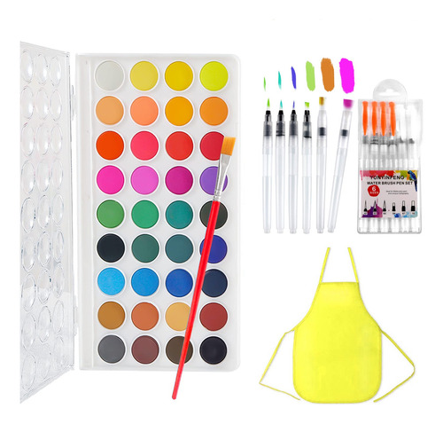 Kit Pintura Acuarela, Acuarela Infantil +6 Pincele+delantal