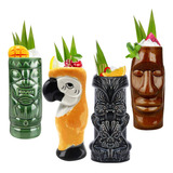 Tiki Mugs Cocktail Set De 4 - Vasos De Cerámica Hawaiian Lua