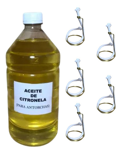 Aceite Citronela X1 Litro + 5 Mechas + 5 Soportes