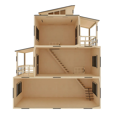 Casa Moderna De Muñecas Pequeñas  En Mdf  | Envío gratis