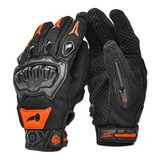 Guantes Para Moto Kov Delta Naranja Con Limpiador De Mica 