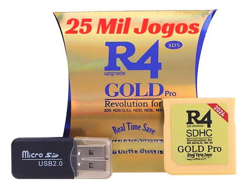 Cartão Cartucho R4 Gold Pro 2024 Sd 64gb 25000 Ds 2ds 3ds