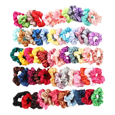 Coleteros Elásticos Satén Multicolor Liso Para Cabello Grueso 60 Piezas | MercadoLibre