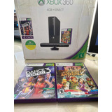 X Box 360 Super Slim + Kinect + 2 Jogos 1 Controle E Cabos