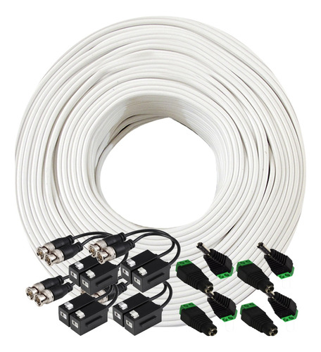 Cable Utp Cat 5e Blanco 50m+ 4 Par Balun+ 4 Par Voltaje Myh