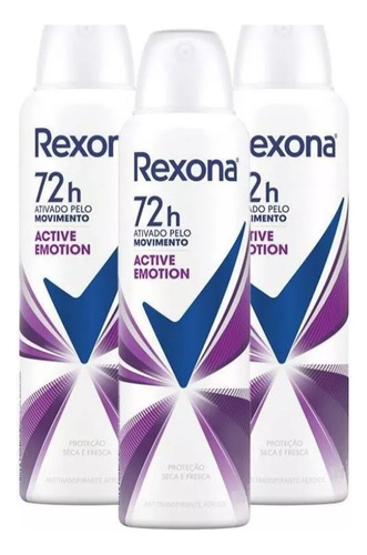 Kit 3 Desodorante Feminino Rexona Activeemotion 72hrs 150ml